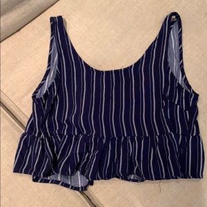 Blue striped cropped tank top